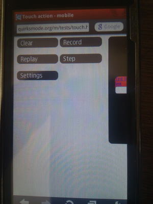 Touch test page in Opera Mobile